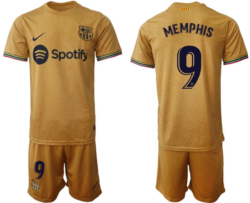 Men 2022-2023 Club Barcelona away yellow 9 Soccer Jersey